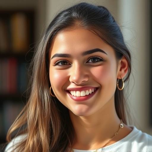 Retrato de una estudiante sonriente, Ana Gómez
